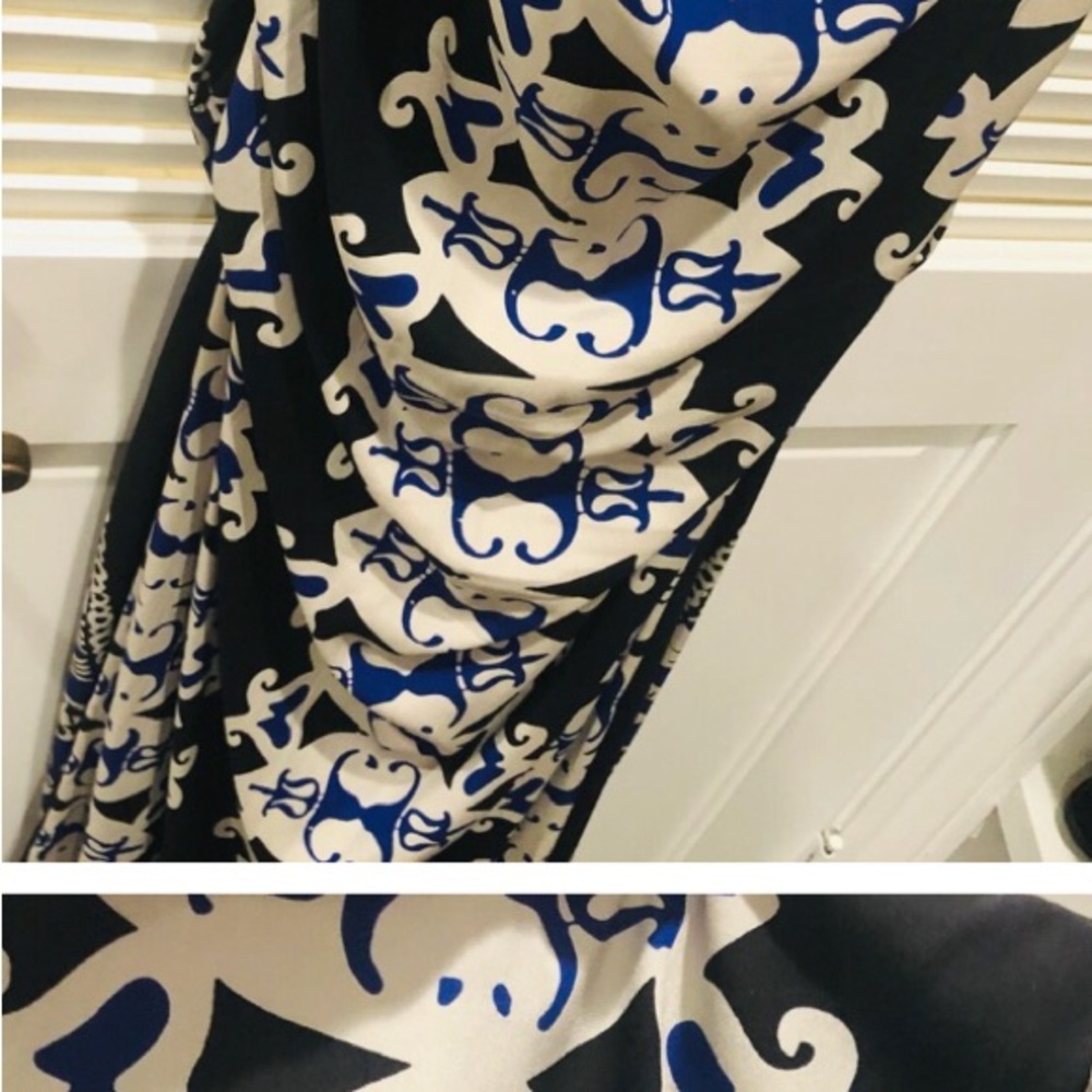 Nicole Miller Black and Blue Maxi Dress